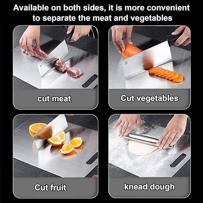 Katuchef Titanium Cutting Board,2026 New 100% Pure Titanium Cutting Boards for Kitchen,Non toxic Doubld-Side Durable Chopping Boards, Easy to Clean and Store(2PCS-M+L)