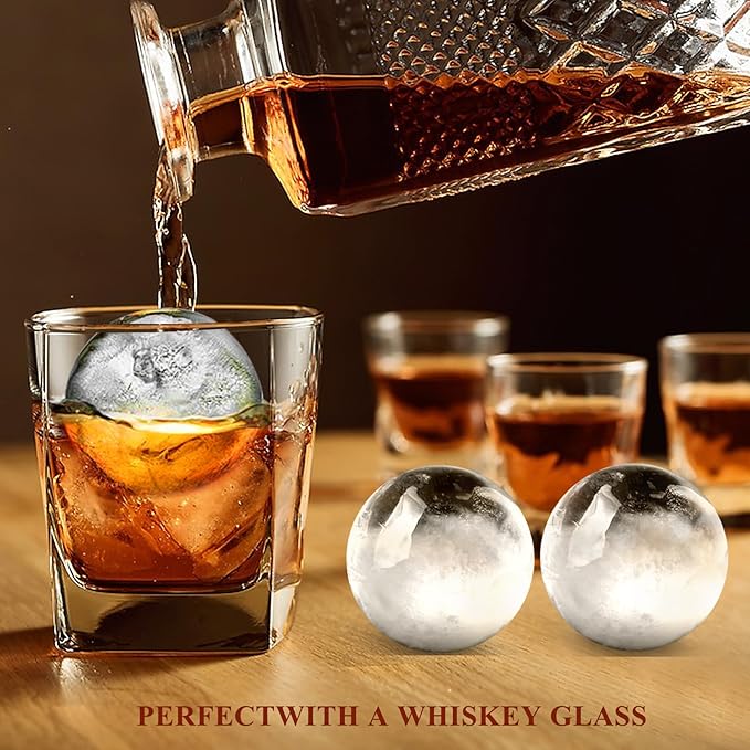 Round Ice Cube Mold,8 PCS x 1.8 in Whiskey Ice Cubes,Circle Ice Cube Tray with Lid,Large Ice Ball Maker Mold Sphere Ice Cube,Large Ice Cube Molds for Cocktails,Coffee(Round Ice Cube Mold,Black