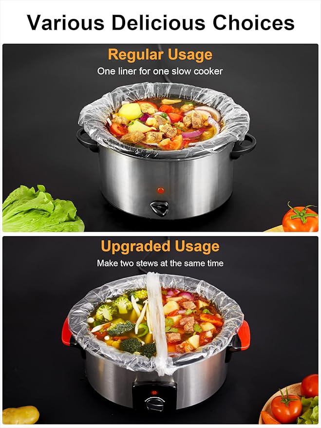 SMARTAKE Slow Cooker Liners, Large Size 13"x 21" Disposable Cooking Bags, Fit 3QT to 8QT for Slow Cooker, Cooking Trays, Suitable for Oval & Round Pots, 15 Liners