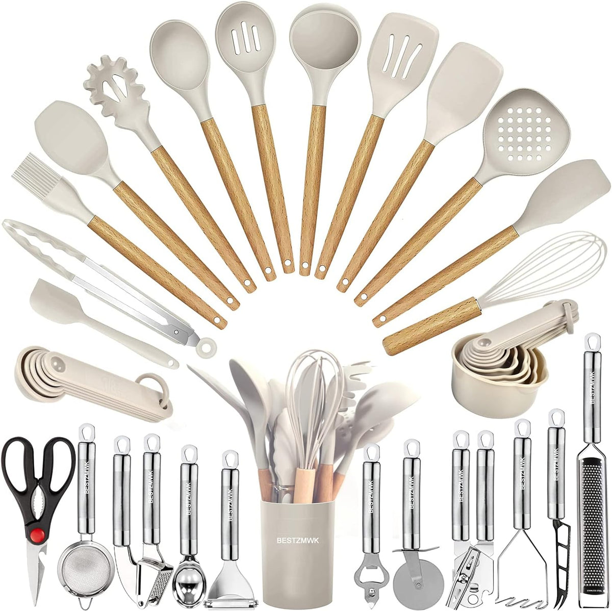 Kitchen Utensils Set- 35 PCs Cooking Utensils with Grater,Tongs, Spoon Spatula