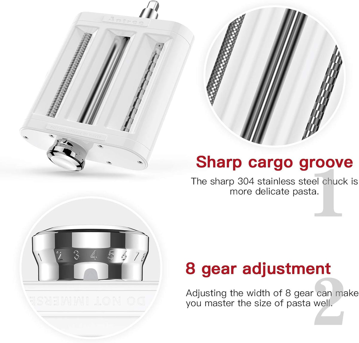 3-1 Pasta Roller & Cutter Attachment Set for KitchenAid Stand Mixers – close-up