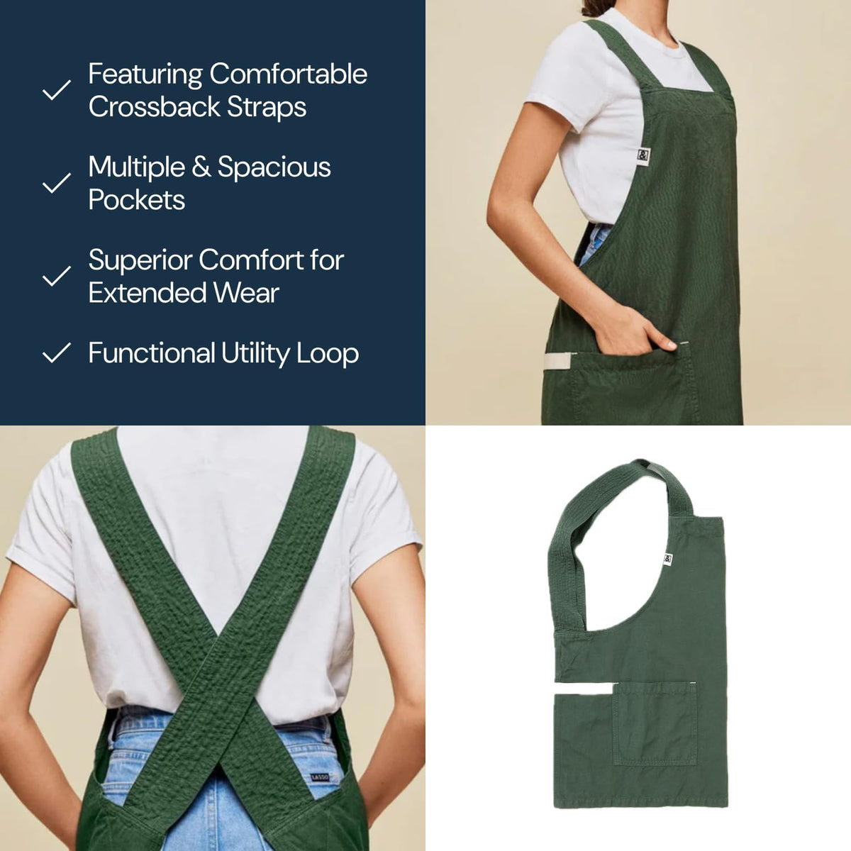 Smock - Professional Chef Smock with Pockets & Cross Back Straps for Cooking – close-up