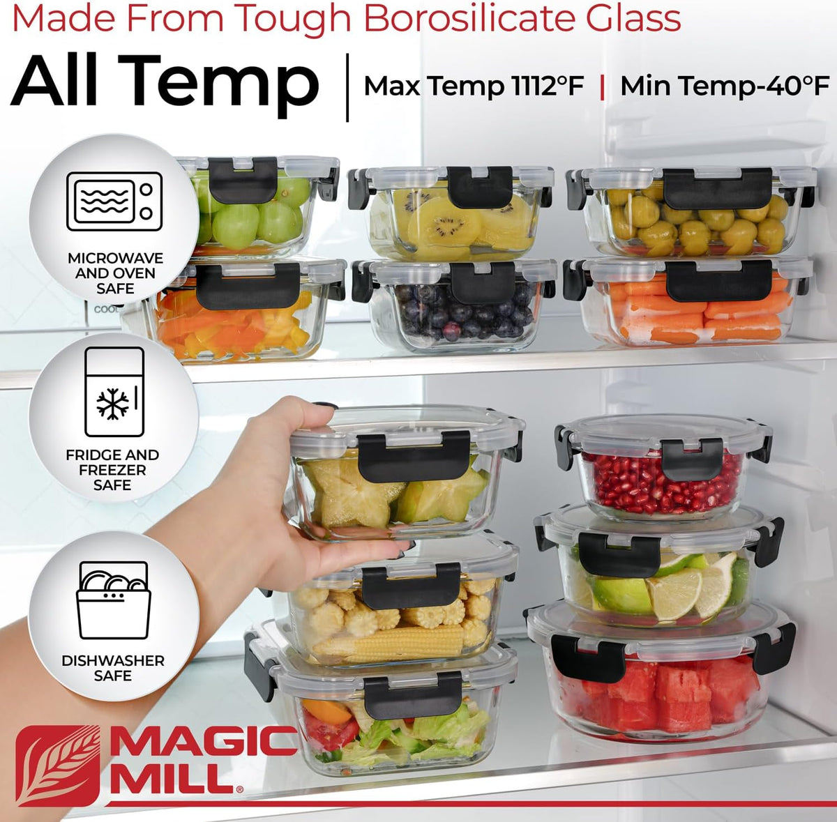 Premium Borosilicate Glass Food Storage Containers with lids Set | 24pc Sets – detail