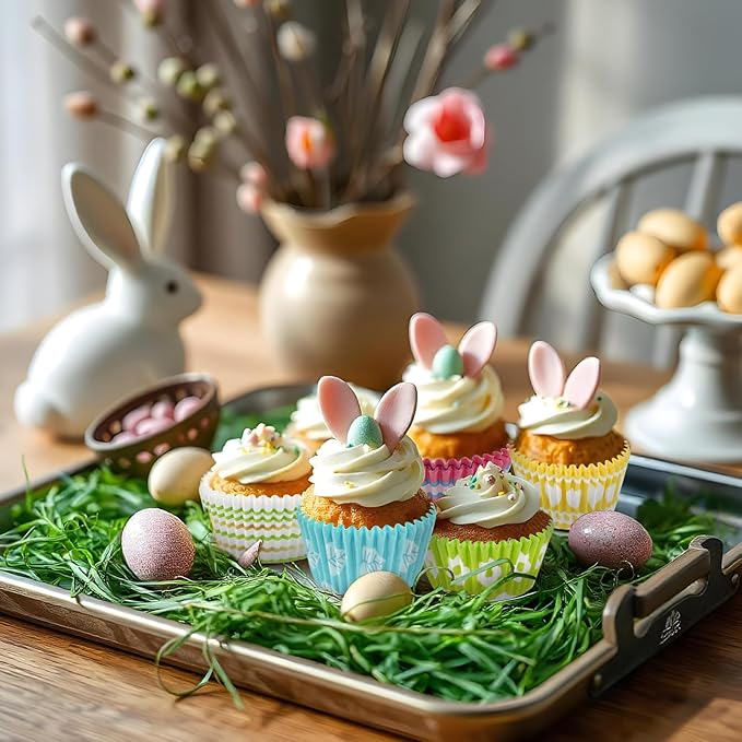 Baking Cups, 600 Pack Easter Paper Liners in 6 Bunny and Floral Designs