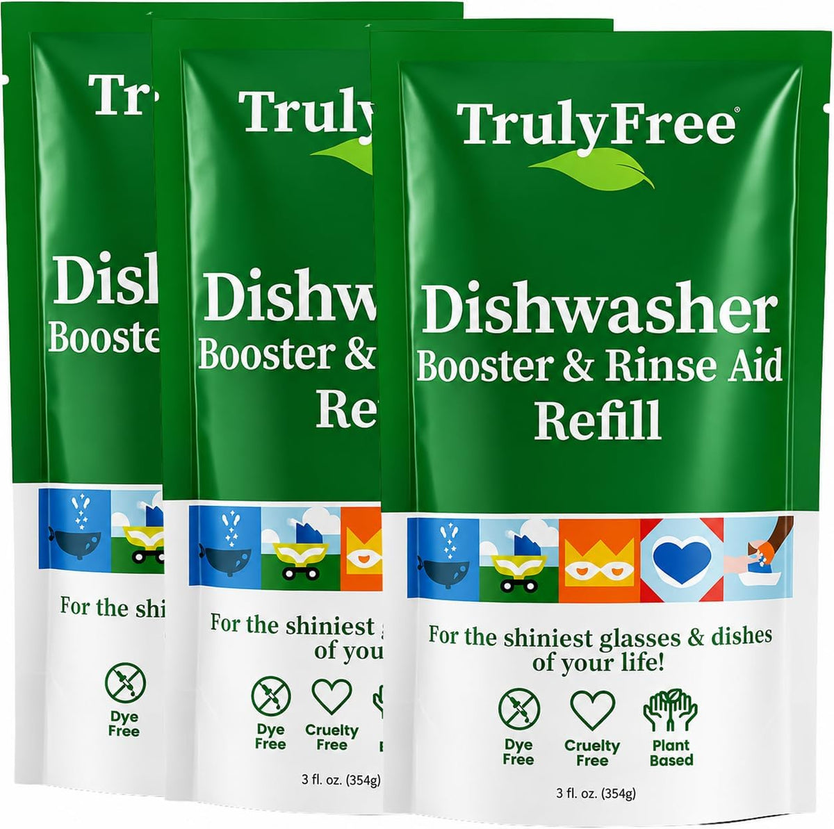 Dishwasher Booster & Rinse Aid Refills - Pack of 3