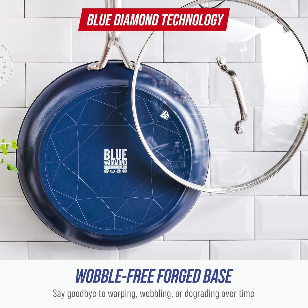 12” Nonstick Frying Pan Skillet with Lid, Diamond Infused Ceramic Nonstick Pots – size reference