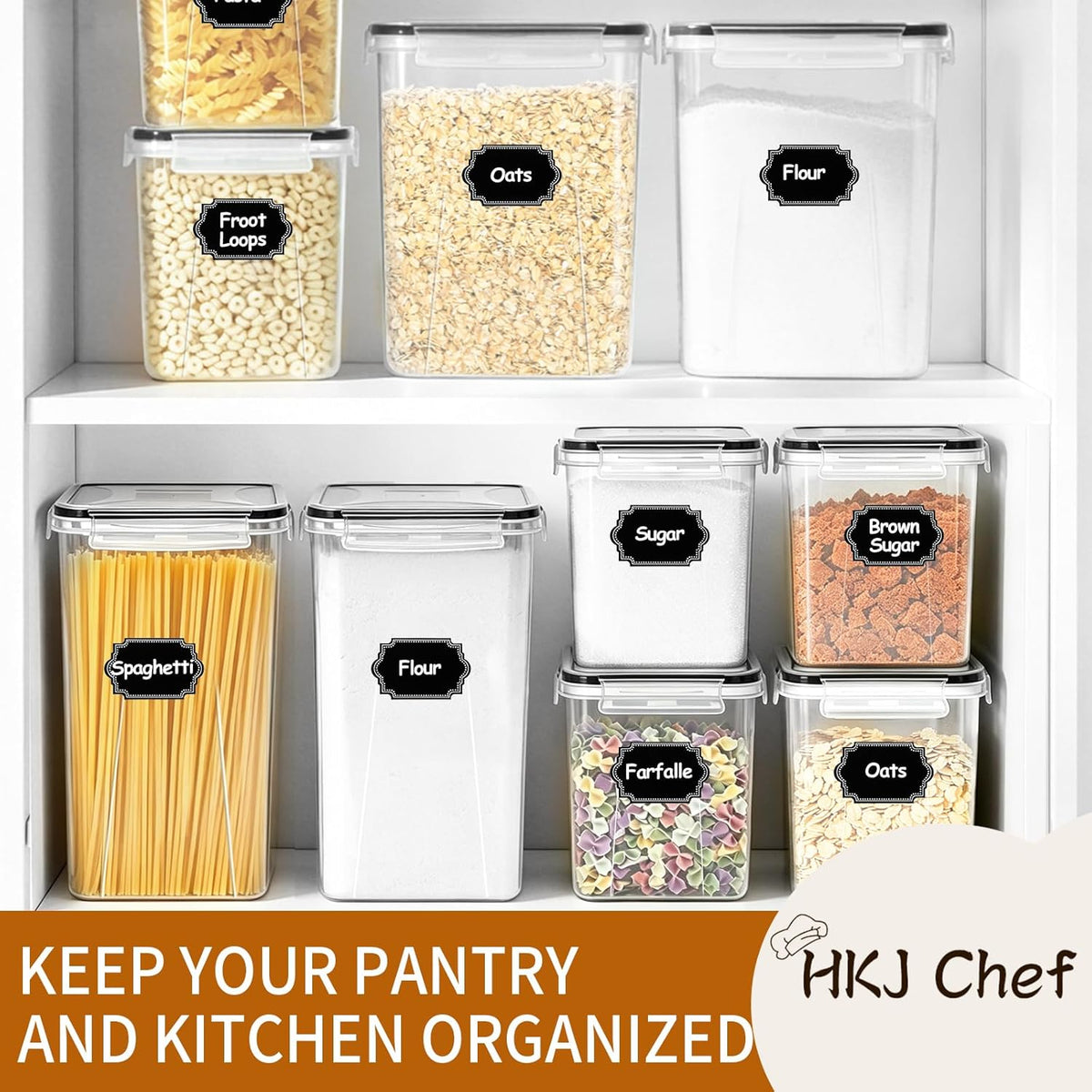 Flour Sugar Storage Containers, 10 Pack Large Airtight Food Storage Containers – another angle