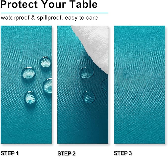 Tablecloth 70 x 120 Inch Rectangular, Turquoise Polyester, Washable