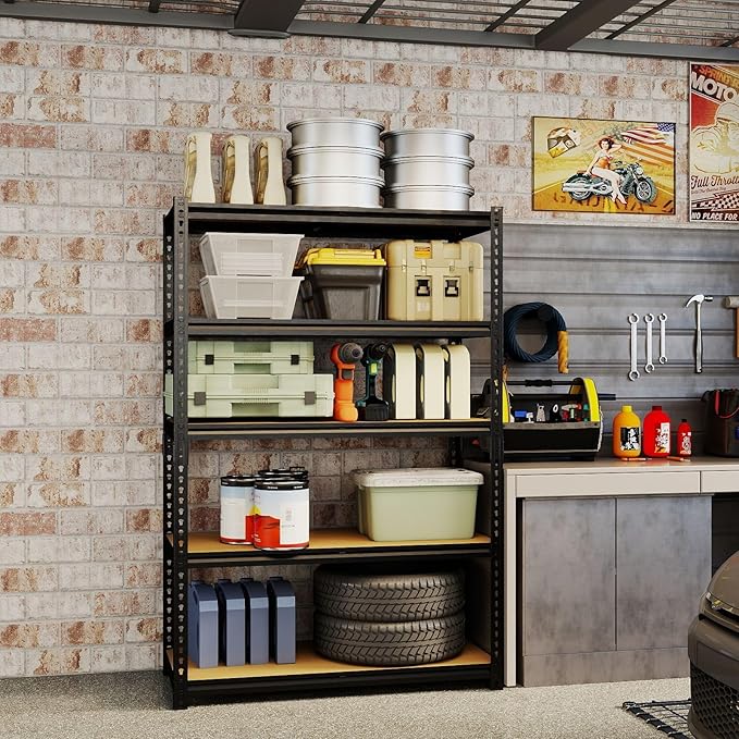 Standing Shelf Units, 2-Piece Metal Garage Rack, 12 x 28 x 60 in