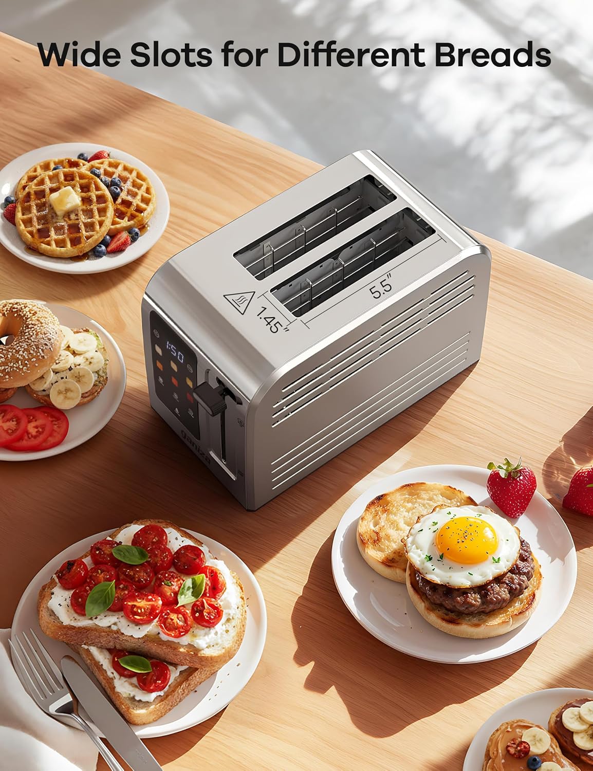 Toaster 2 Slice with Touchscreen Smart Toasters Wide Slot, Max 925W – another angle