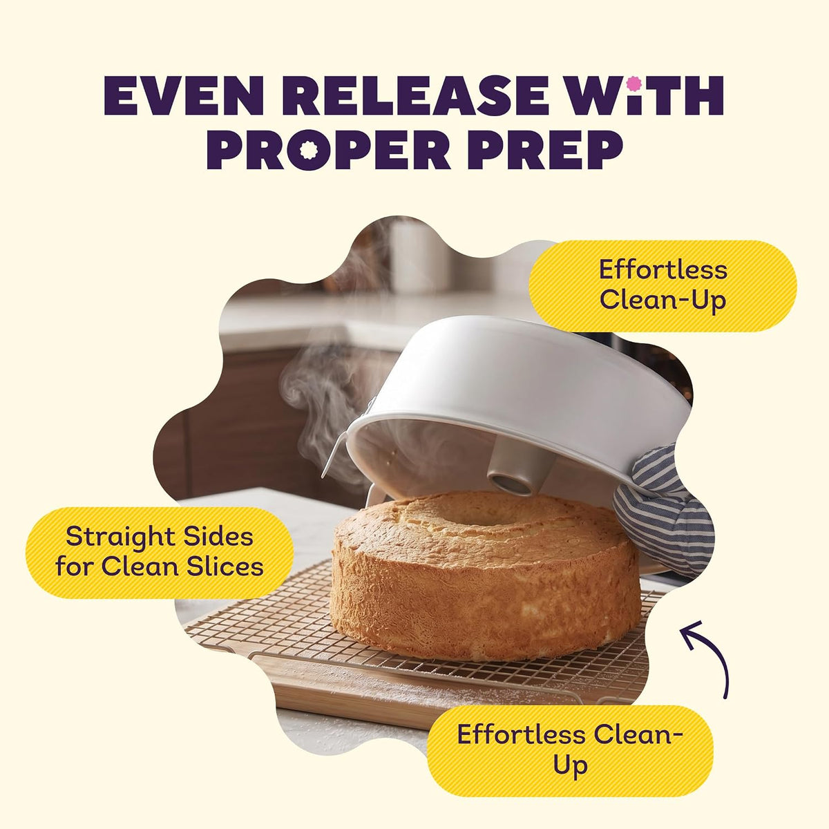 Aluminum Angel Food Tube Cake Pan, Made Without PFAS, 10 in. – features