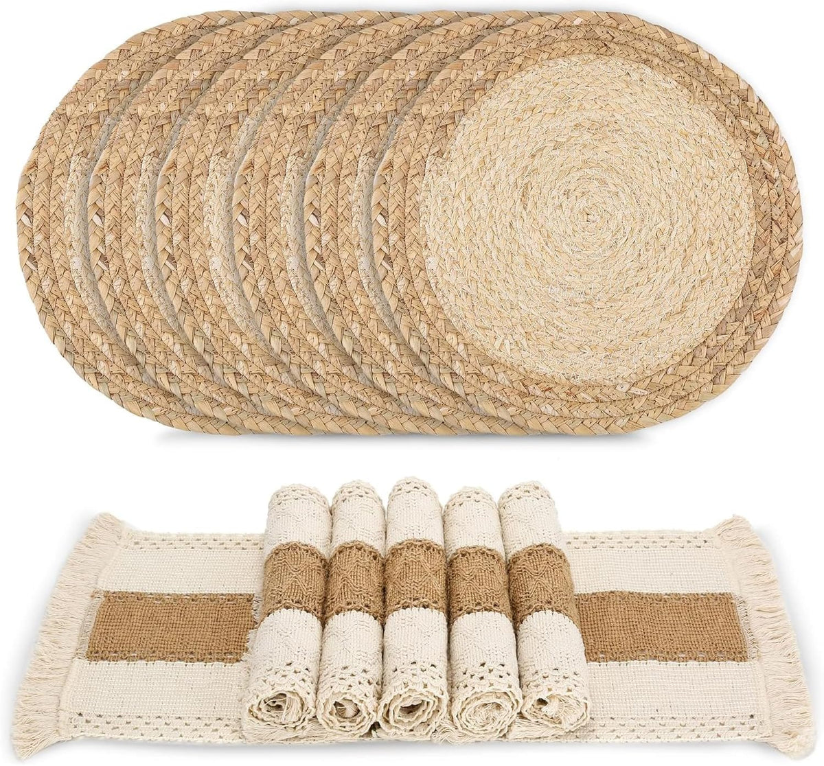 Placemats Set of 6 with 6 PCs Round Placemats and 6 PCs Table Mats