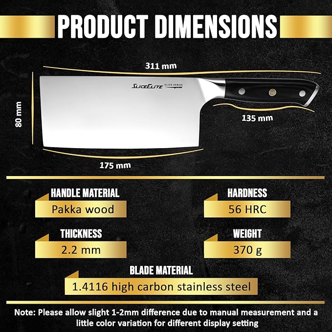 Slice Series 7 Inch Cleaver Knife High Carbon German Steel – 7in