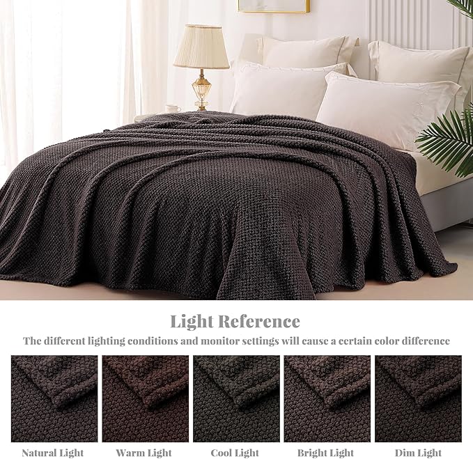 Throw Blanket, Extra Large Coffee Fleece with Geometric Print