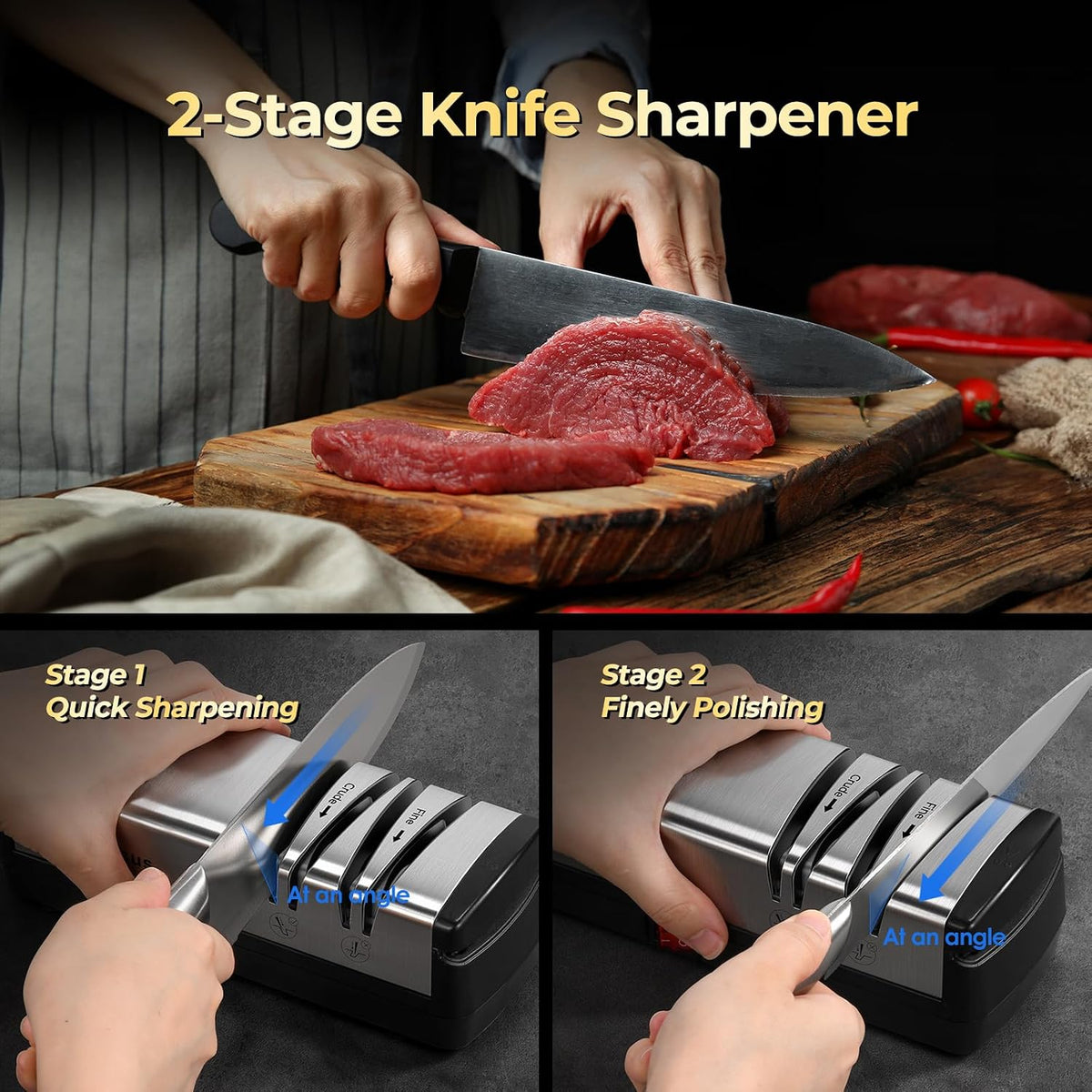 Knife Sharpener, Diamond Abrasives Electric Knife Sharpener for Stainless Steel – alternate view