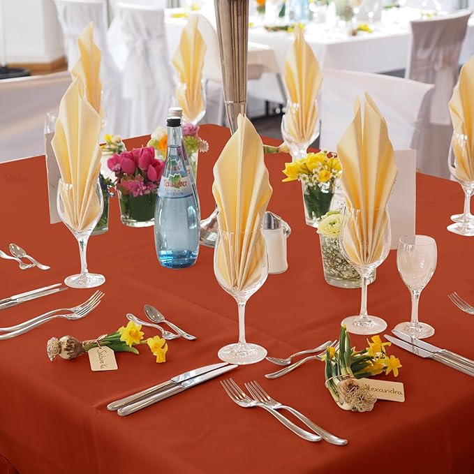 Tablecloths, Square Rust Polyester, 70 x 70 Inch