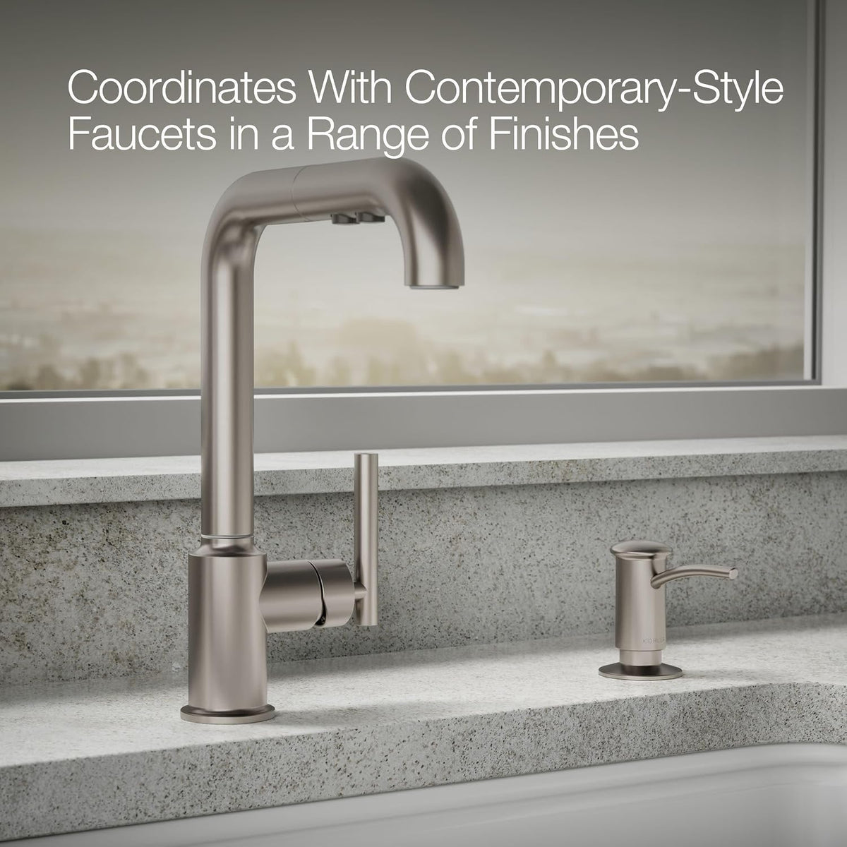 1895-C-VS Kitchen Sink Soap Dispenser with Contemporary Design, Store Liquid – set view