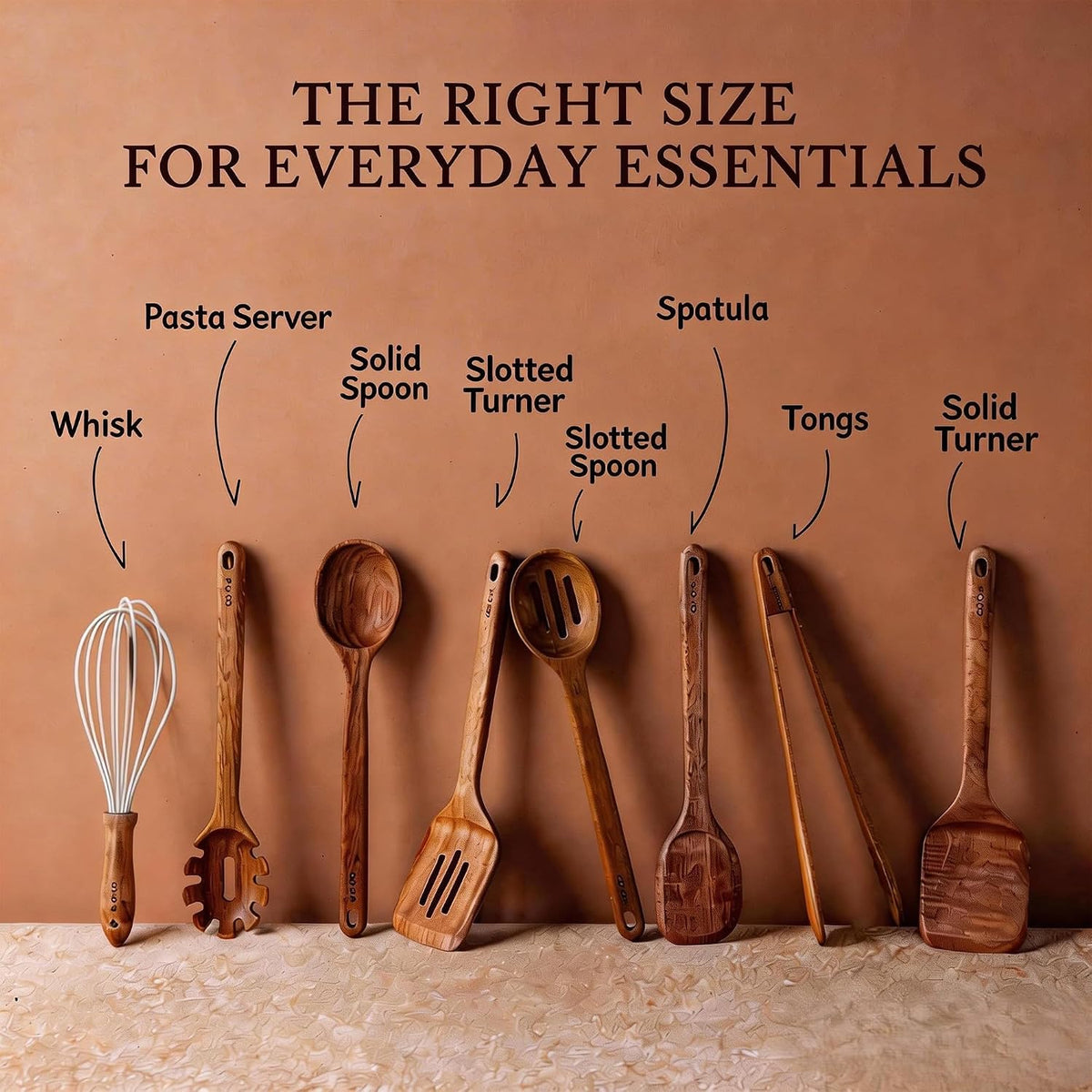 Wooden Utensil Set, 8-Piece Acacia Wood Cooking Utensils – set view