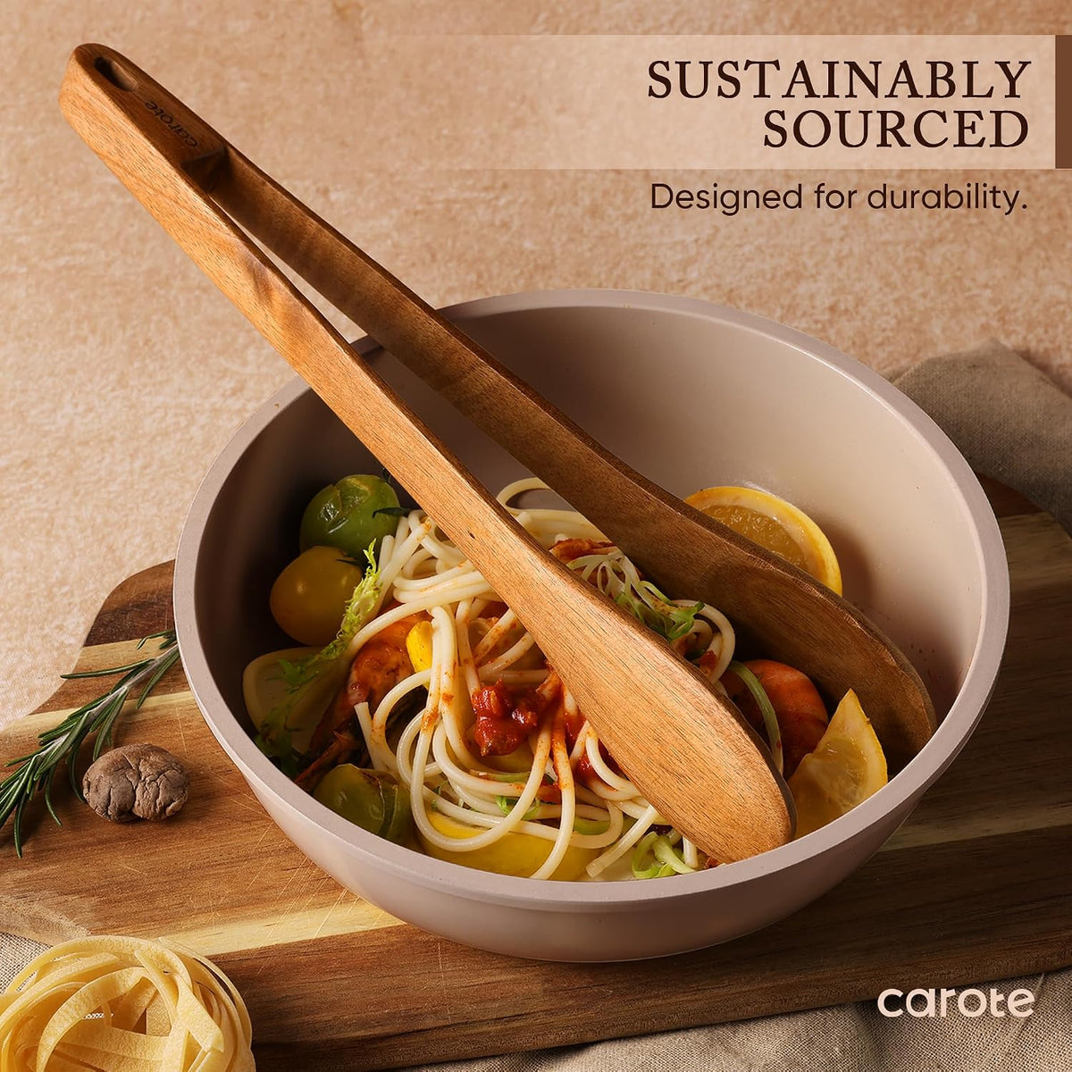 Wooden Utensil Set, 8-Piece Acacia Wood Cooking Utensils – close-up