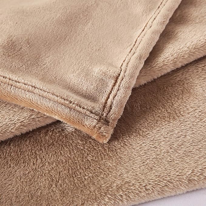 Throw Blanket in Light Coffee Flannel Fleece, 60 x 80 Inch