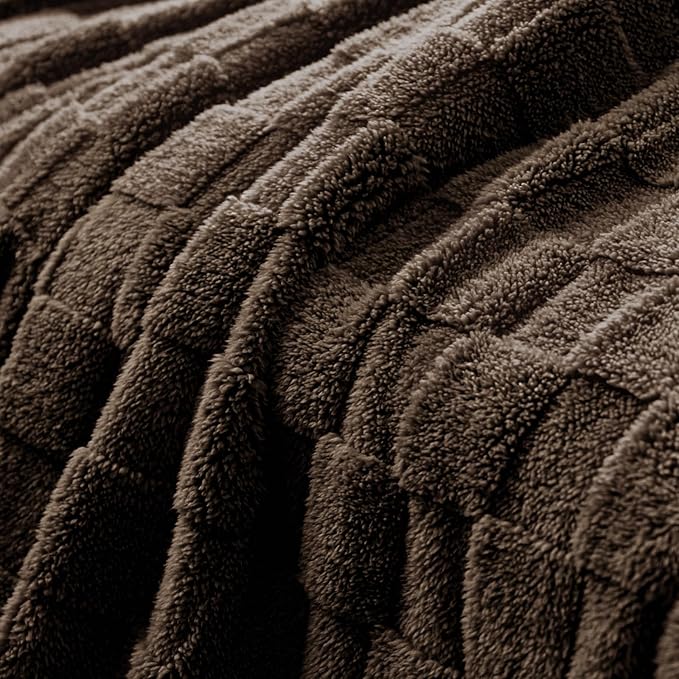 Plush Throw Blanket, 50 x 60 Inches, Coffee Microfiber