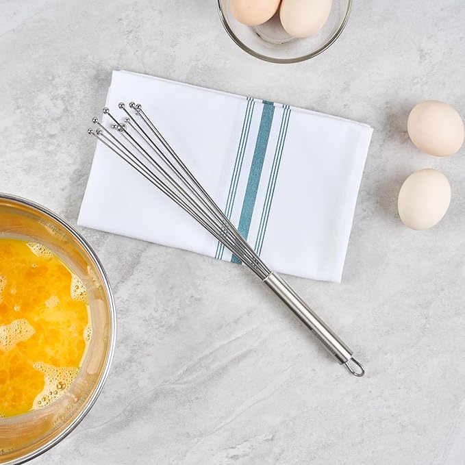 Restaurantware-German Standard 12.6 Inch Ball Whisks, 6 Dishwashable Kitchen Whisks - Ergonomic Handle, Durable, Stainless Steel Manual Egg Beater, Suitable For Whisking, Stirring, Mixing, Beating