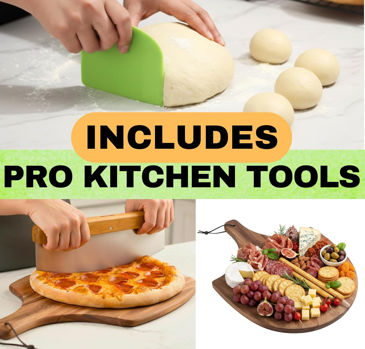 Pizza Stone for Oven and Grill Set - 5PCS Pizza Making Accessories Kit - 15 – close-up