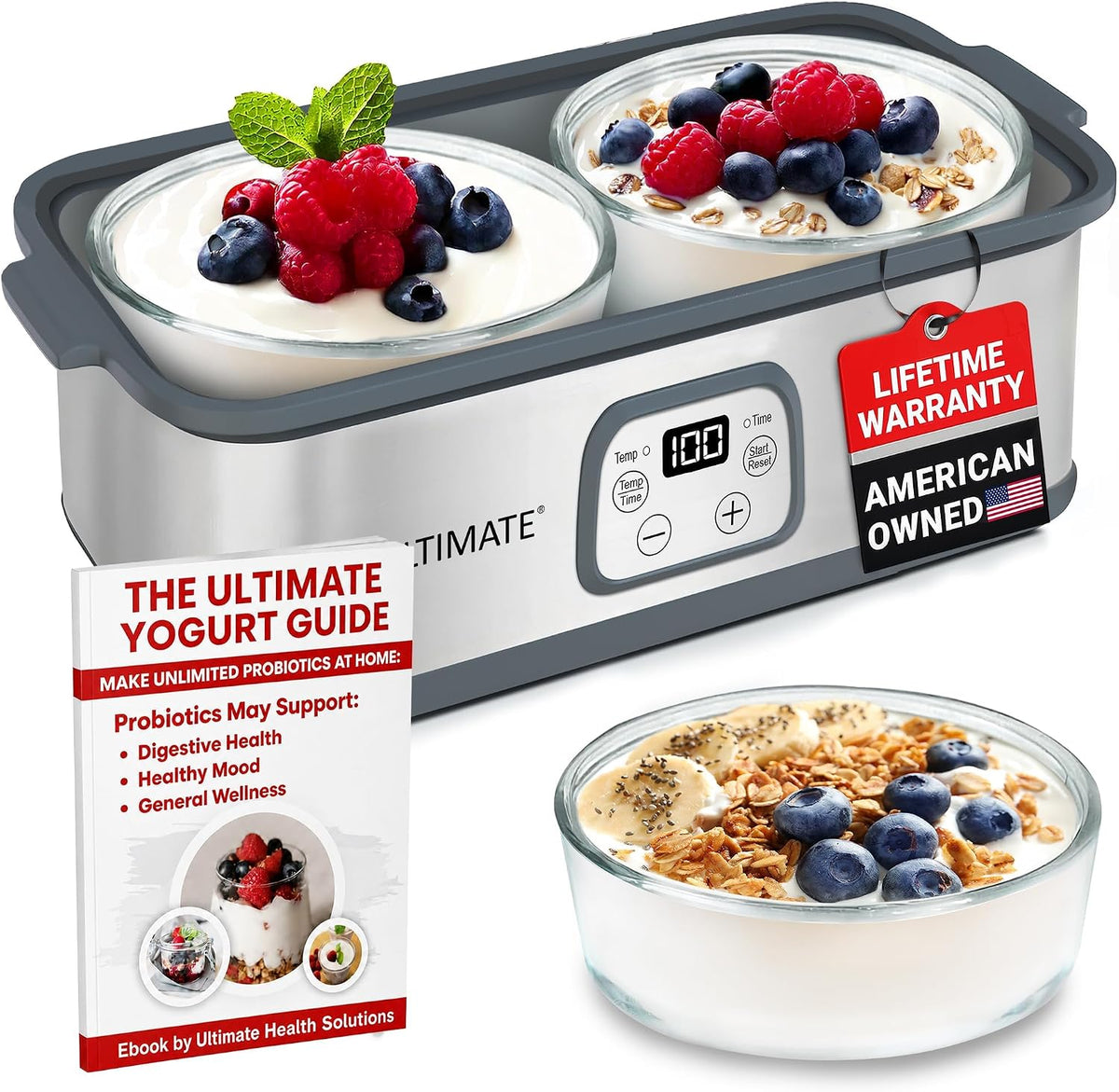Probiotic Yogurt Maker with TruTemp™ Adjustable Temperature & Time Control