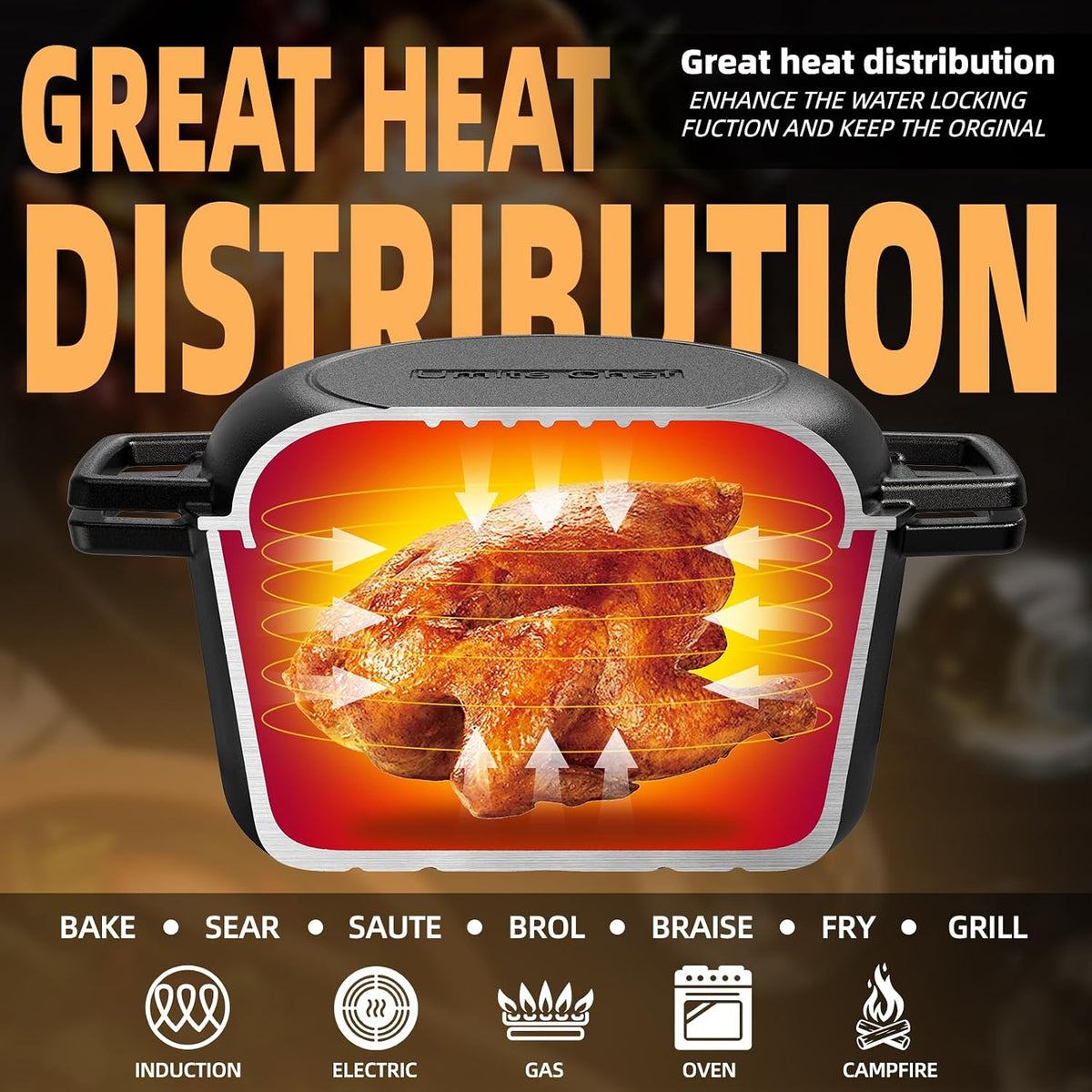 Cast Iron Dutch Oven Pot with Skillet Lid – Pre-Seasoned – Skillet Lid Cooking – alternate view
