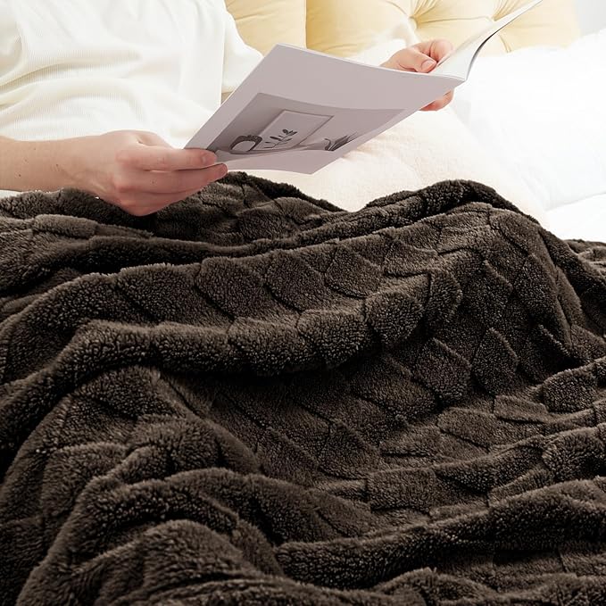 Plush Throw Blanket, 50 x 60 Inches, Coffee Microfiber