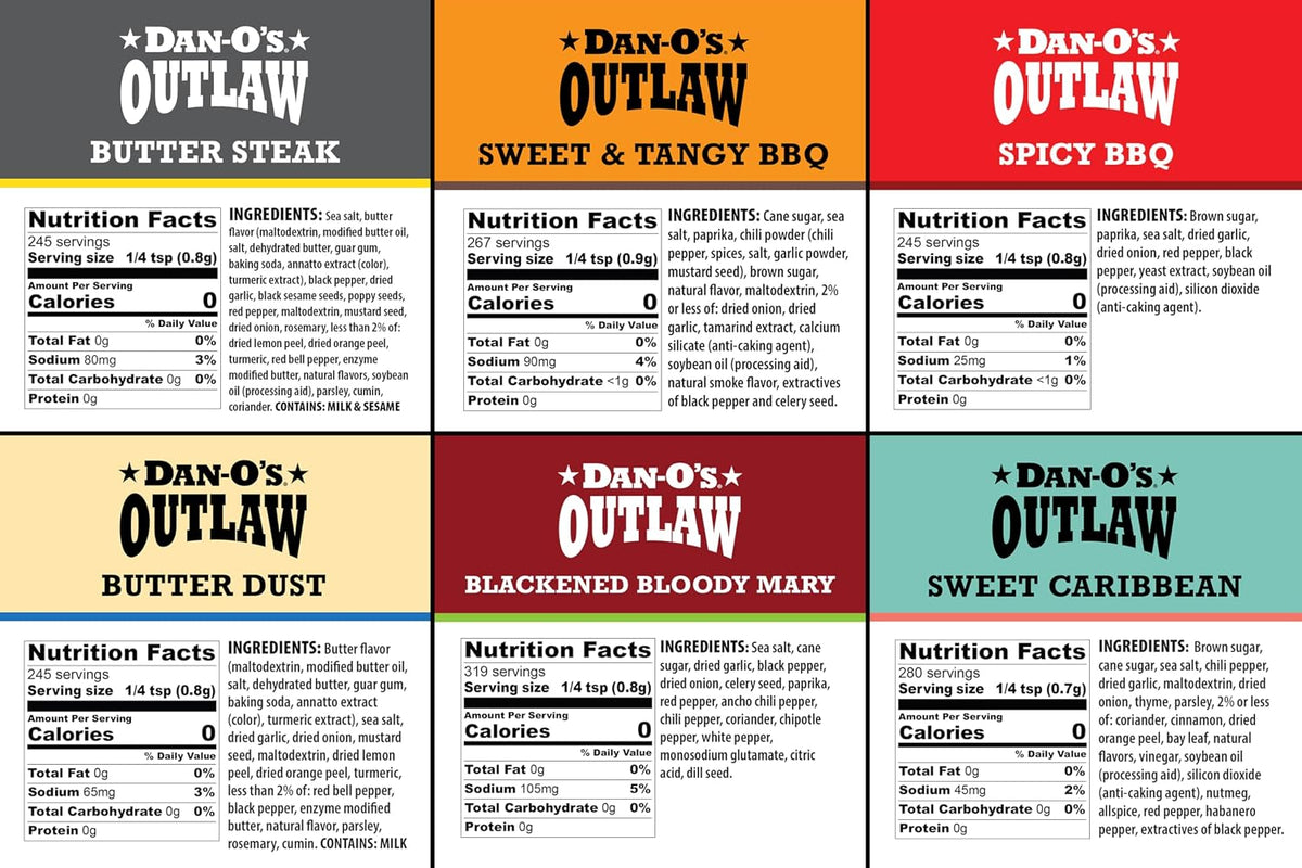 Outlaw Seasoning 6 Bottle Set- Butter Dust, Butter Steak, Spicy BBQ, Sweet – another angle