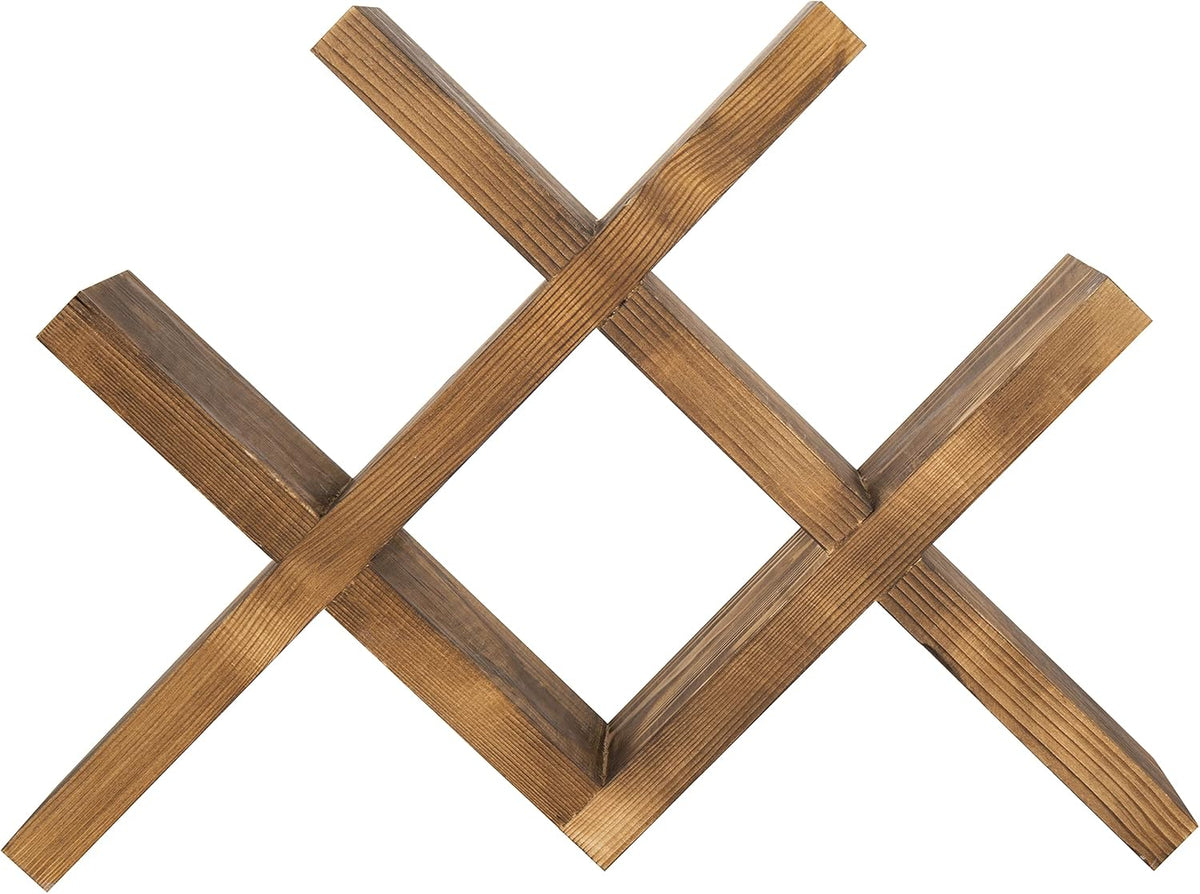 4-Bottle Rustic Brown Wood Wine Rack for Countertop - Brushed Country Rustic – set view