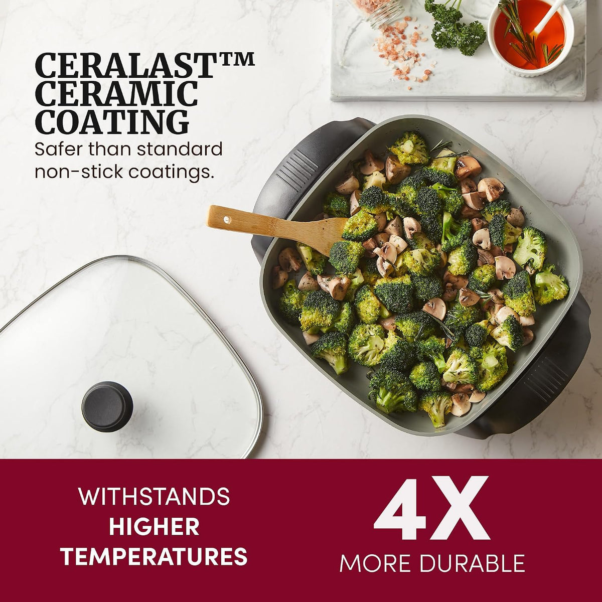 12" Ceralast™ PFAS-Free Ceramic Electric Skillet, 1200W – detail