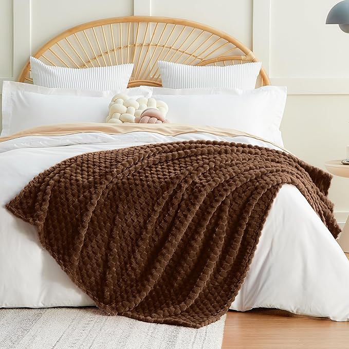 Throw Blanket 50x60 Inch Coffee Soft Microfiber Polyester