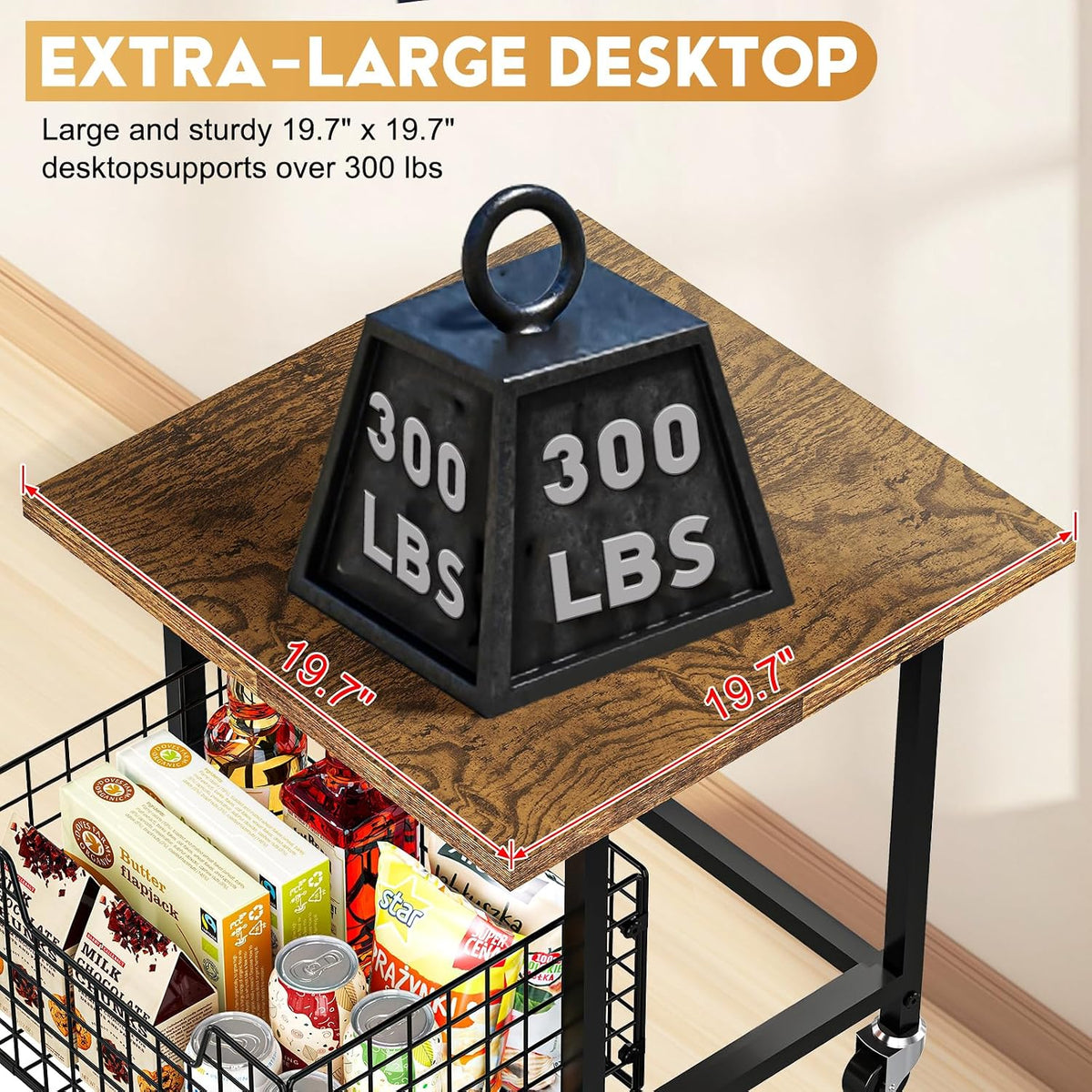 Mini Fridge Stand with Storage, Small Refrigerator Stand with Wheels, Rolling – detail