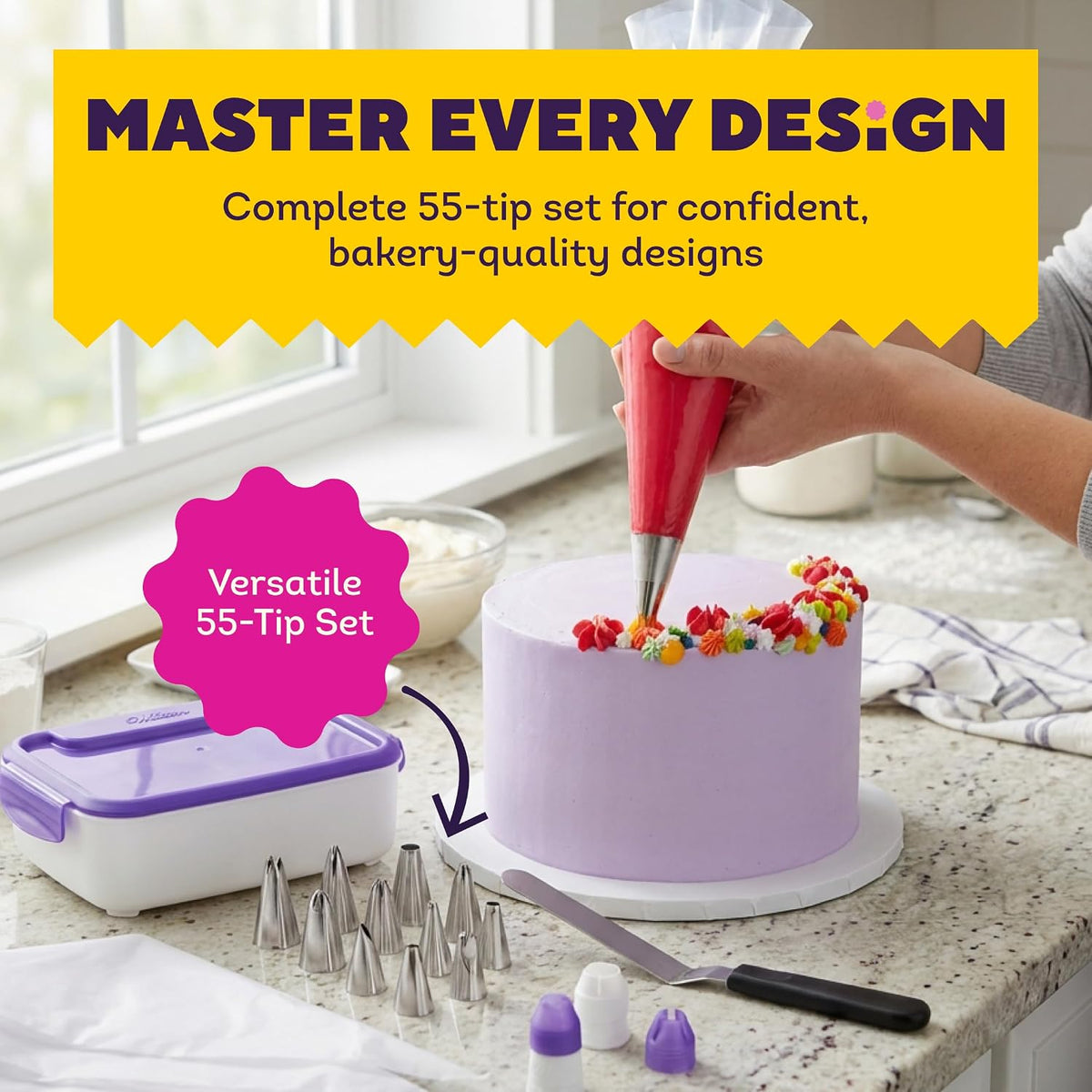 Master Cake Decorating Piping Tips Set, 55-Piece with Case – detail