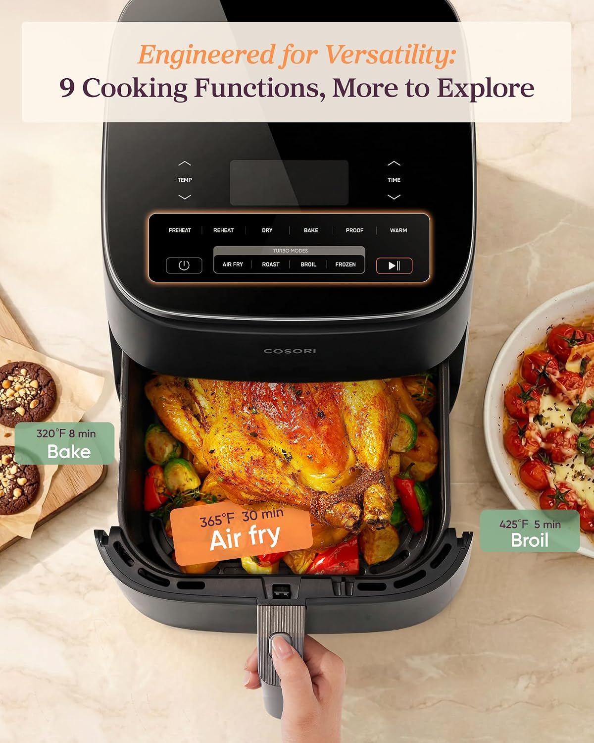 TurboBlaze Air Fryer, 9-in-1, 6 Qt, PFAS-Free Ceramic Coating – close-up