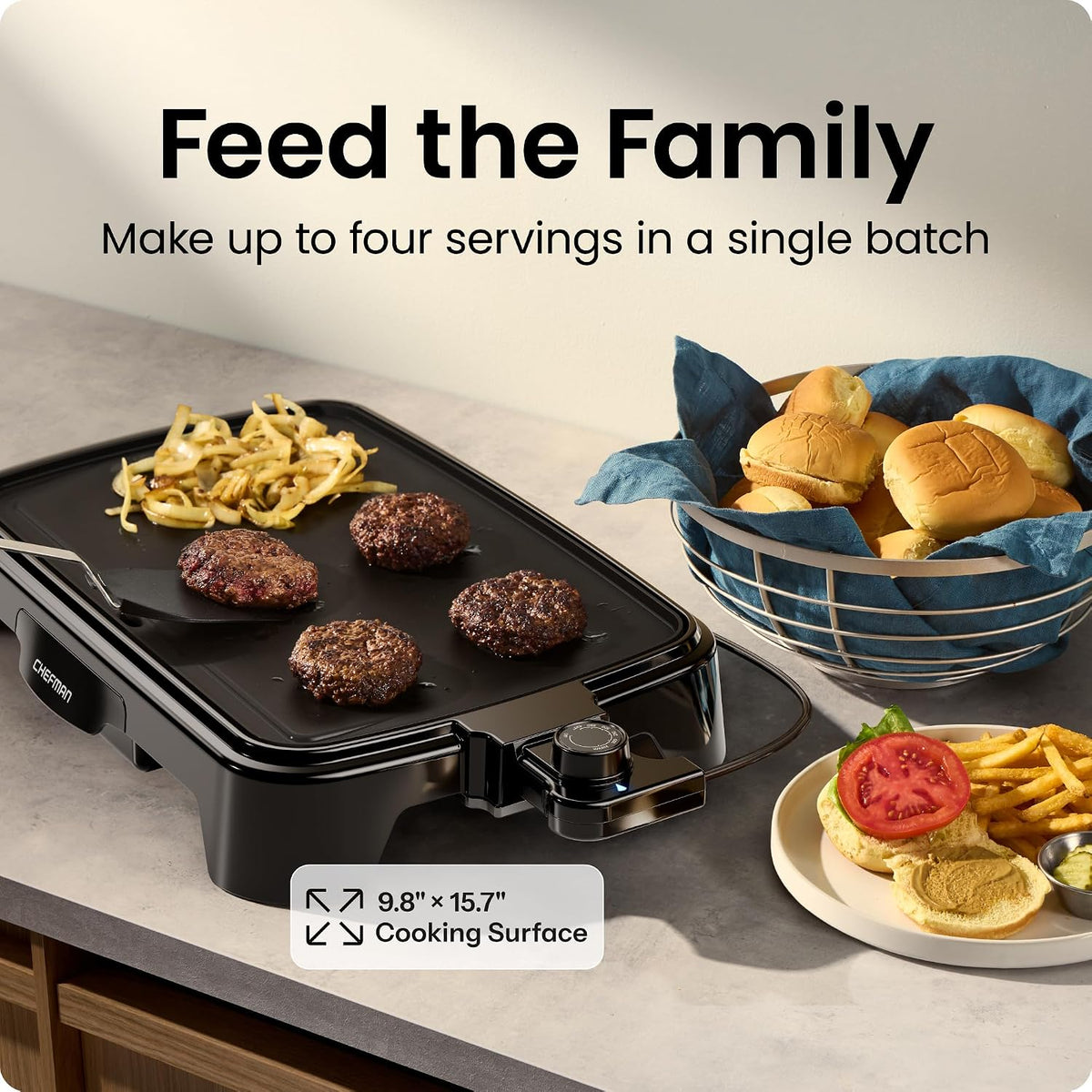 Electric Griddle with Removable Temperature Control, Immersible Flat Top Grill – detail