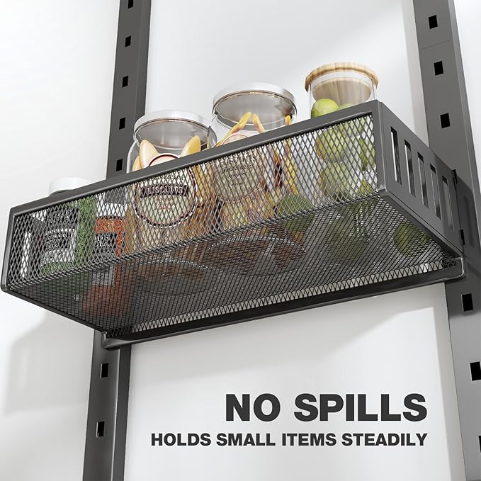 Spice Rack Over the Door Metal Organizer, Black, Adjustable