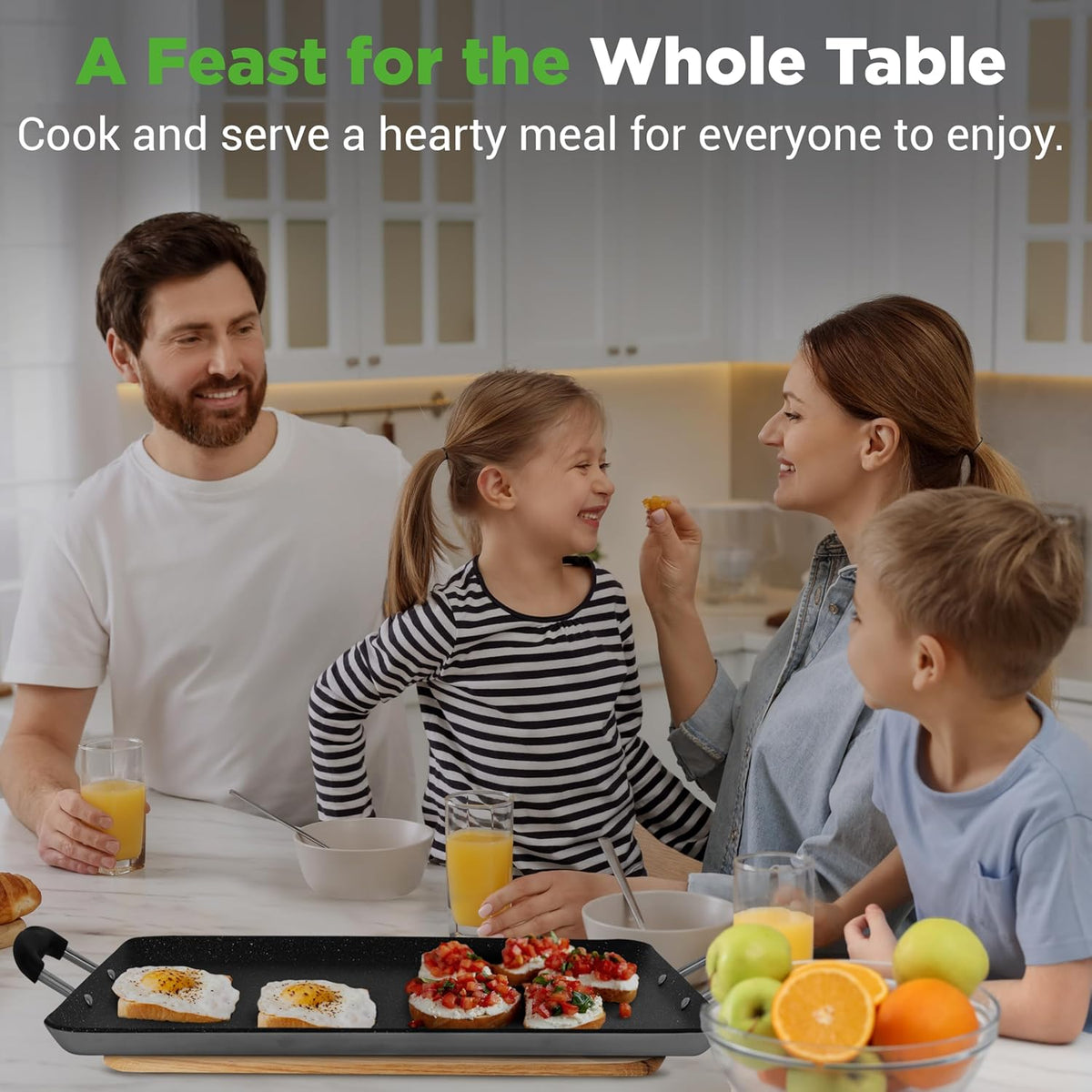 Double Burner Griddle, Non-Stick Stove Top Griddle for Gas Stove, Dishwasher – set view