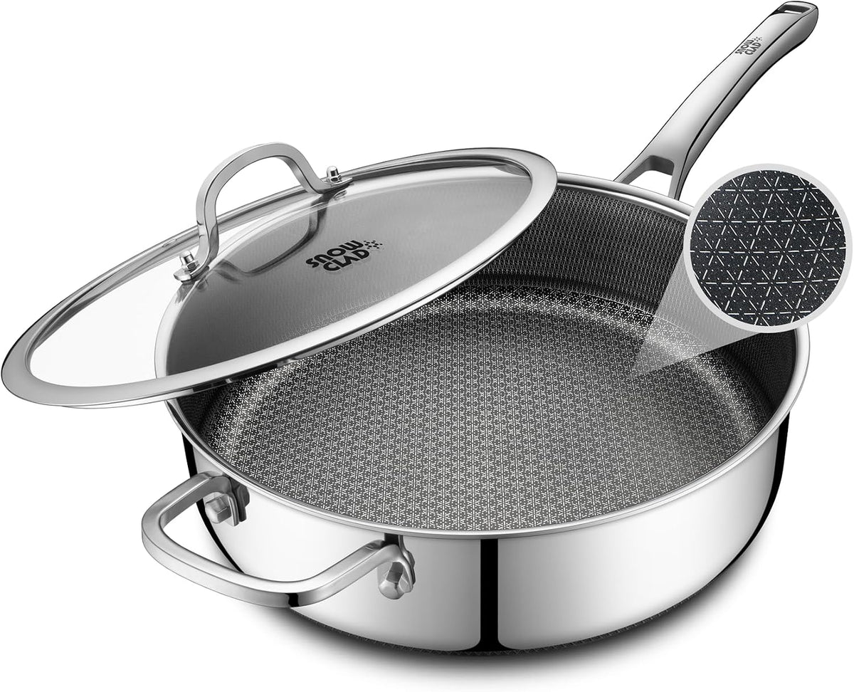 Frying Pans Nonstick with Lid,Hybrid Non Stick 5 Quart Saute pan,PFOA Free