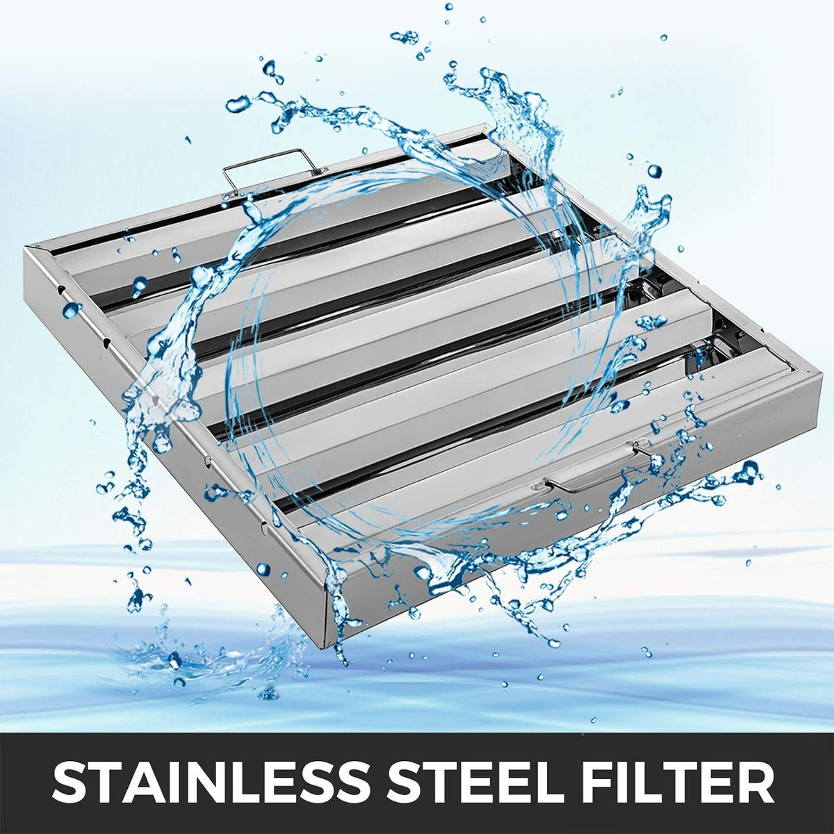 Pack of 6 Hood Filters 19.5W x 19.5H Inch, 430 Stainless Steel 4 Grooves – close-up