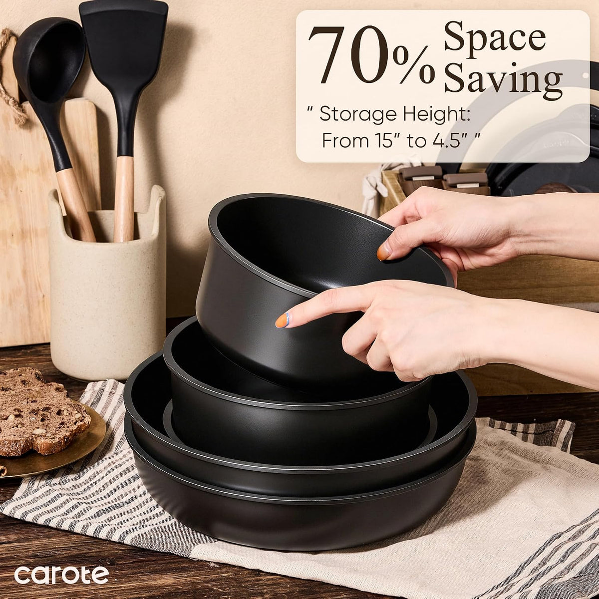 31pcs Pots and Pans Set Non Stick, Detachable Handle Cookware Set – alternate view
