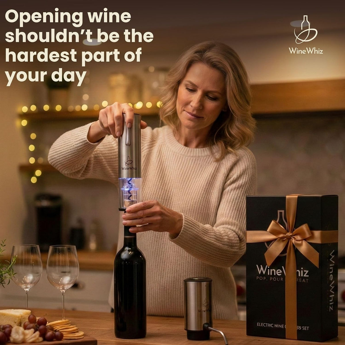 Electric Wine Aerator & Opener Set with Accessories, Rechargeable Automatic – detail