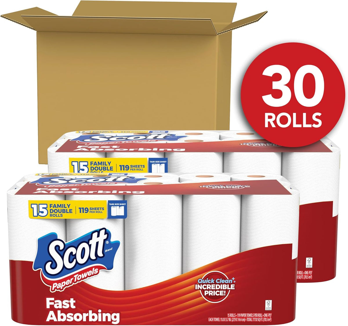 Paper Towels, Task Size, 30 Family Double Rolls, 119 Sheets Per Roll – detail
