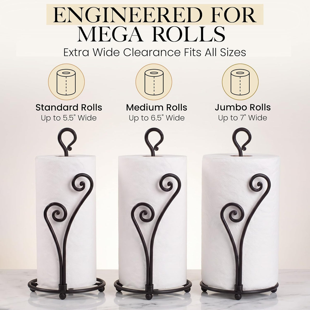 Matte Black Paper Towel Holder Non-Slip Base Countertop – alternate view