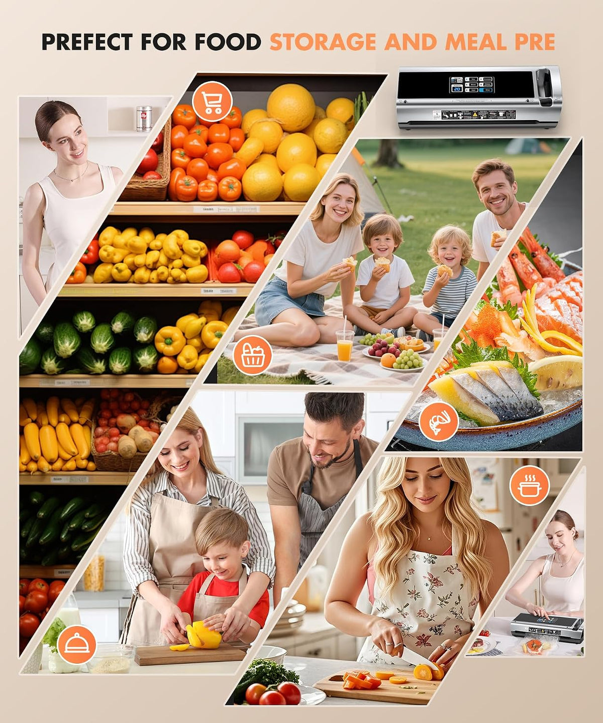 Food Vacuum Sealer Machine with Storage & Built-in Cutter – set view