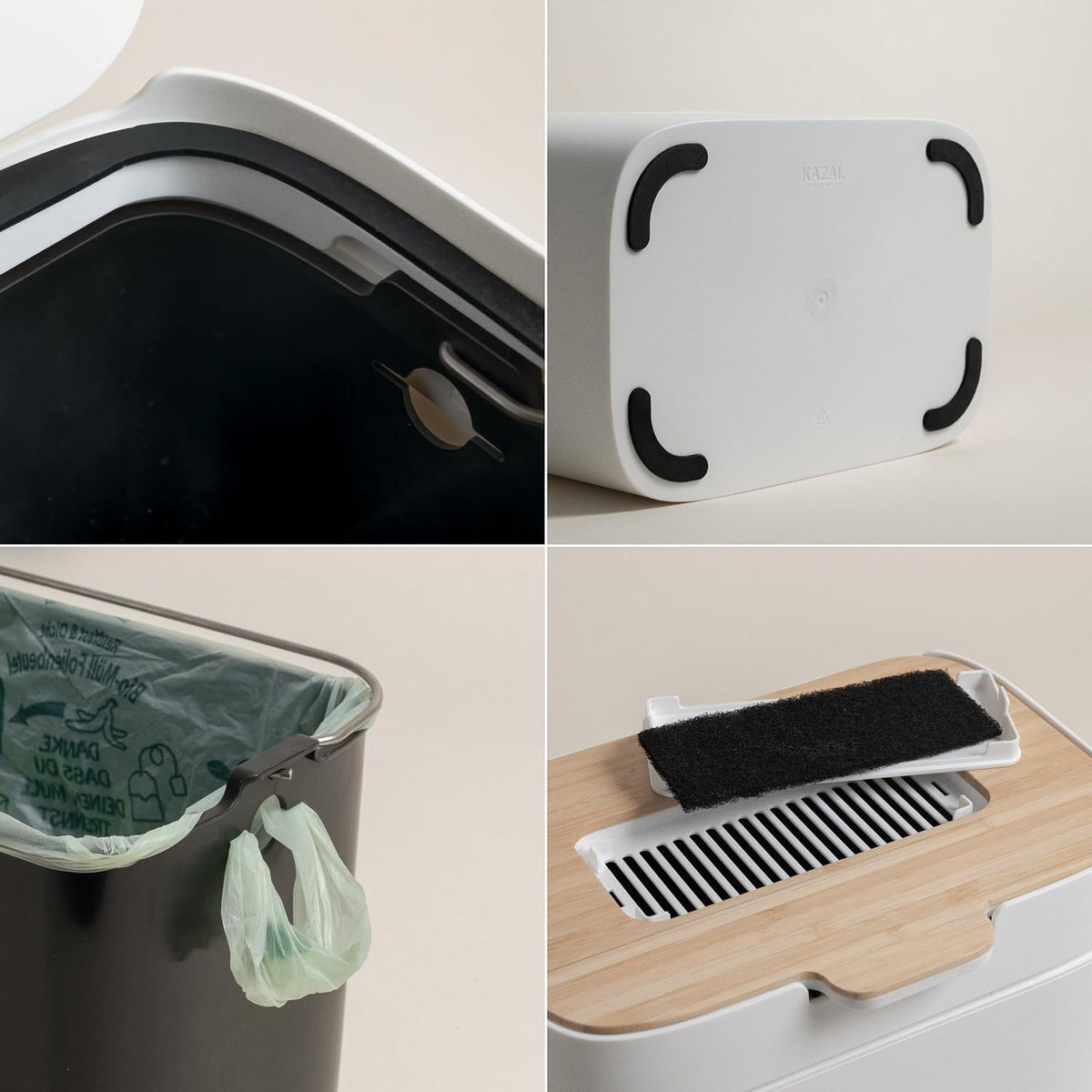 Compost Bin Kitchen 'Elin' | 1.2 GAL / 4.5L Countertop Compost Bin with Wooden – size reference