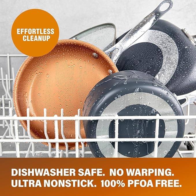 GOTHAM STEEL 13 Pc Ceramic Cookware Set Nonstick, Copper Pots and Pans Set Non Stick for Kitchen, Anodized Induction Pots and Pans for Cooking, Non Toxic Cookware Sets, Oven & Dishwasher Safe