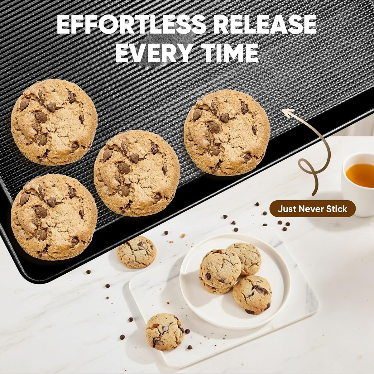Nonstick Baking Sheet Set of 3, Heavy Duty Cookie Sheets for Oven – set view